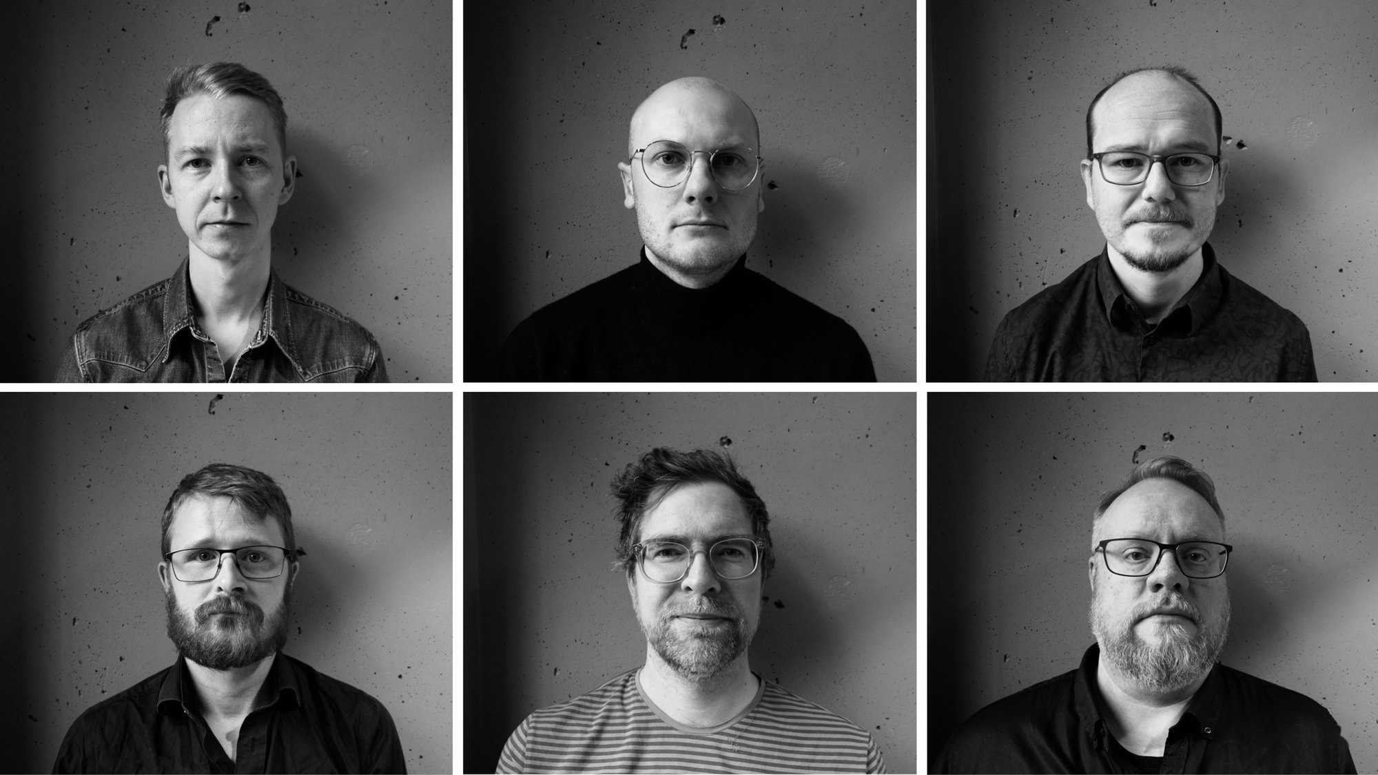 Portretter av de seks musikerne i Marius Igland Group